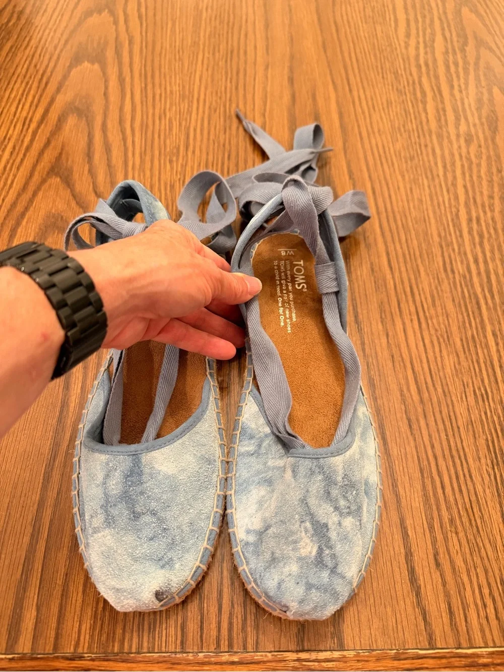Toms Light Blue Tie-Ankle Espadrille